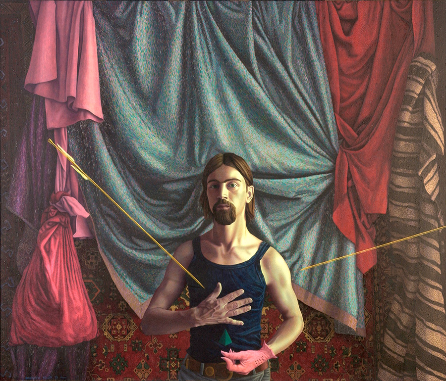 Benedetto Fellin, Selbstbildnis als Krieger, 1978, Öl, Holz